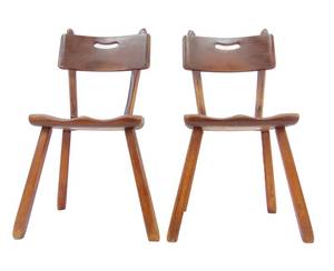 lot 11 image: Unique Pair of Vintage Wood Chairs