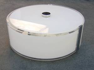lot 84 image: 14 Round Modern Flush Mount Light Fixture - Holds 2 Bulbs - Working