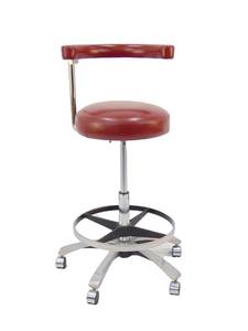 lot 60 image: Vintage Royal Dental Stool - Swivel Moveable Back, Swivel Chair and Rolling Aluminum Base