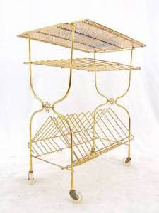 lot 129 image: Super Cool Vintage Brass Rolling Record Cart