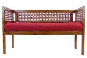 lot 140 image: Spectacular Caneback Modernist Bench with Tufted Seating