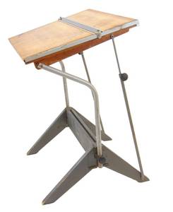 lot 152 image: MAYLINE Vintage Drafting Table with Adjustable Wood Top
