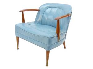 lot 5 image: Vintage MCM Blue Vinyl Chair