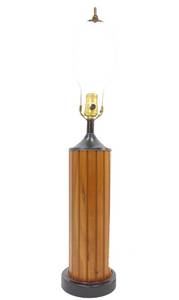 lot 55 image: Vintage MCM Wood Table Lamp
