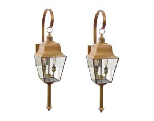 lot 85 image: Gold Pair of Outdoor Lanterns