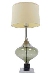 lot 132 image: Vintage Mid Century Glass and Chrome Base Table Lamp