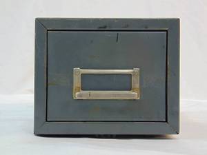 lot 185 image: Vintage Industrial Gray Metal Card File Box