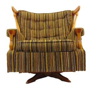 lot 204 image: Vintage Striped Rocking & Swivel Chair
