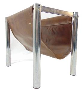lot 216 image: 1970s Chrome & Vinyl Mid Century Modern Magazine Holder