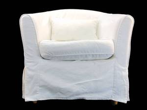 lot 221 image: White Denim Slipcovered Barrel Chair from IKEA
