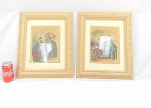 lot 244 image: Pair of Framed Prints of Women in Dresses