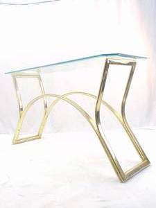 lot 346 image: Vintage Brass & Glass Sofa Table - Entry Table