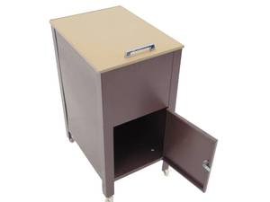 lot 381 image: Vintage Rolling File Cabinet with Lock & Key Bottom Storage Area