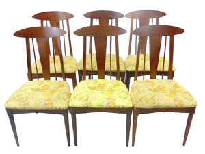 lot 348 image: Stunning Set of 6 Vintage MCM Wood Dining Chairs by Garison Furniture