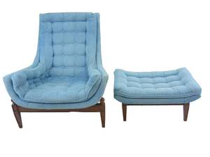 lot 618 image: Incredible Vintage Mid Century Chair  Ottoman - Adrian Pearsall Attribution