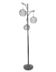 lot 621 image: Black Wicker 3 Light Floor Lamp