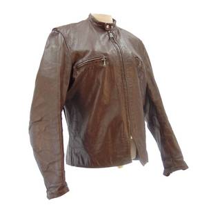lot 629 image: Mens Vintage Brown Leather Zip-Up Jacket Brooks Leather Sportswear Mens Medium