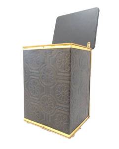 lot 649 image: Mid Century Black Clothes Hamper with Floral Detail