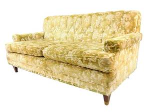 lot 653 image: Vintage Mid Century Floral Velvet Loveseat