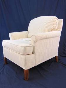 lot 654 image: Beige Striped Rolled Arm Classic Chair by Pembrook Chair North Carolina