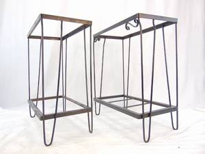 lot 655 image: Pair of Vintage Mid Century Metal Table Bases or Aquarium Bases Hairpin Legs
