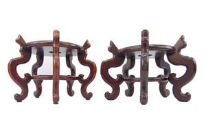 lot 657 image: PAIR of Asian Style Wood Vase Stands