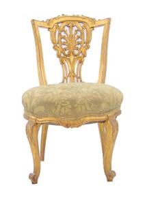 lot 675 image: Petite French Style Antique Gold Chair - Broken Leg