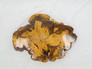 lot 1000 image: Vintage Mid Century LARGE Burlwood Slab Clock