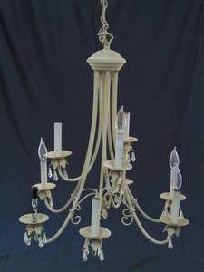 lot 680 image: Cream Colored Metal Chandelier