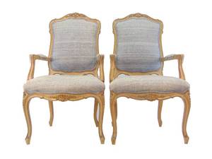 lot 682 image: PAIR of Gorgeous French Style High Back Arm Chairs