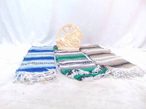 lot 725 image: Lot of 3 New Mexican Blankets & Mexican Style Decor Sculpture