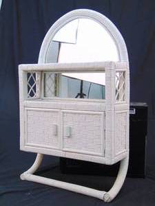 lot 747 image: White Wicker Bathroom Wall Storage