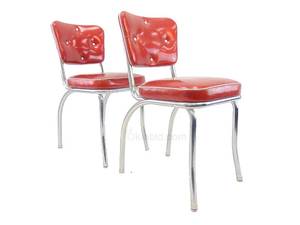 lot 602 image: Pair of Vintage Style Diner Chairs - Red SpArKle & Chrome - Richardson Seating Corp