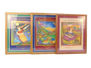 lot 686 image: Set of 3 Napa Valley Mustard Festival Framed Posters - Pretty Wood Frames