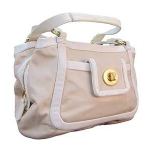 lot 693 image: Authentic COACH Beige & White Leather Handbag CONSIGNMENT COLLECTION