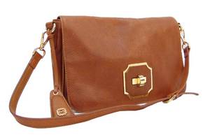 lot 699 image: MONET Genuine Leather Handbag with Brass Turn Lock Consignment Collection