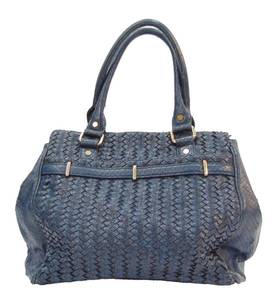 lot 701 image: DEUX LUX Large Blue Woven Satchel Purse Consignment Collection