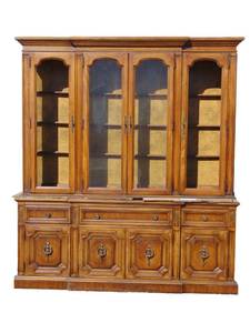 lot 852 image: Basic Witz Vintage Wood Credenza with China Cabinet Top Solid Wood Construction