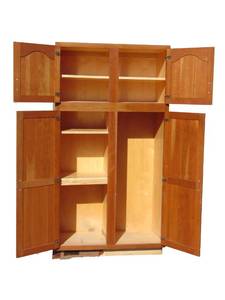 lot 874 image: Tall Wood Storage Cabinets - Perfect for the Garage
