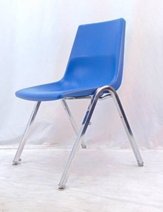 lot 894 image: Blue Molded Plastic Chair with Chrome Legs