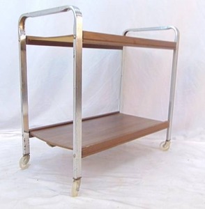 lot 895 image: Vintage Rolling Mid Century Cart with Lucite Wheels