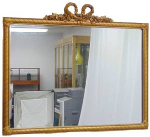 lot 788 image: Beautiful WOOD CARVED Mirror with Bow Detail  32 X 24