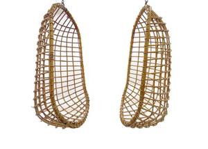 lot 875 image: PAIR of Hanging Rattan Egg Chairs