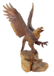 lot 200 image: Spectacular Hand-Carved Wood Eagle Statue Sculpture 1992