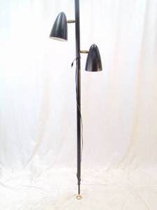 lot 931 image: Vintage Mid Century Floor to Ceiling Light - Black & Brass - Missing One Light