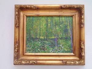 lot 938 image: Small Original Painting, Trees & Undergrowth in Beautiful Gold Frame
