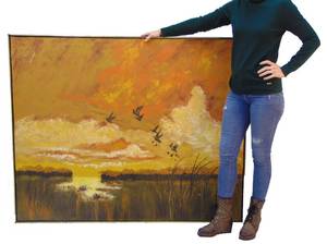 lot 942 image: MASSIVE Vintage Mid Century Original Painting Signed LEE REYNOLDS - Framed