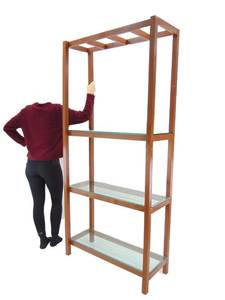 lot 658 image: Wood & Glass Tall Shelves