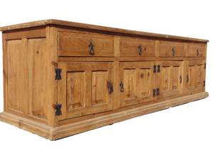 lot 871 image: MEXICAN Rustic PINE Large TV Stand  Credenza 7.25 LONG