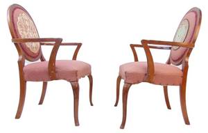 lot 946 image: Pair of Vintage Classical Wood Arm Chairs